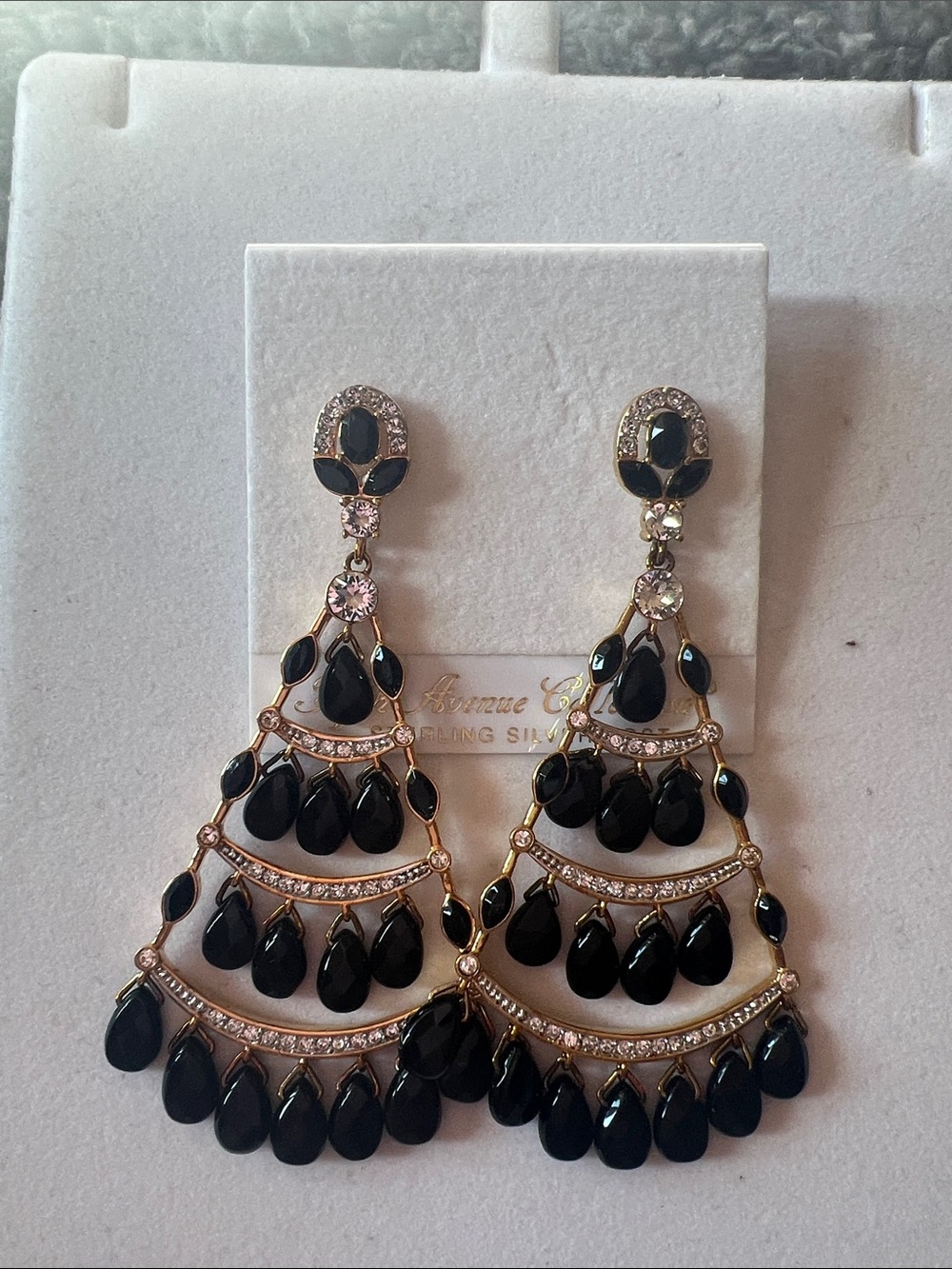 5th Avenue Black Teardrop Chandelier Earrings